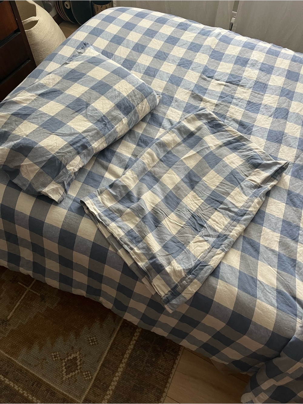 Piglet in Bed Blueberry Plaid Emsworth Full/Queen Duvet and Pillowcase Set - Picture 2 of 9
